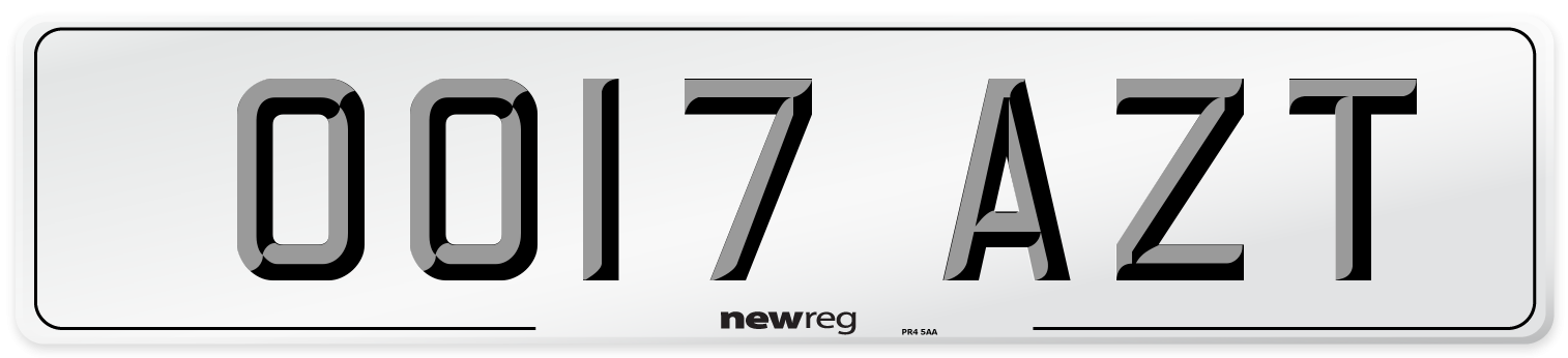 OO17 AZT Number Plate from New Reg